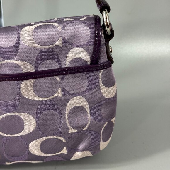 Coach CC Monogram Canvas with Purple Patent Leather Accents Mini Shoulder Bag - Picture 10 of 15